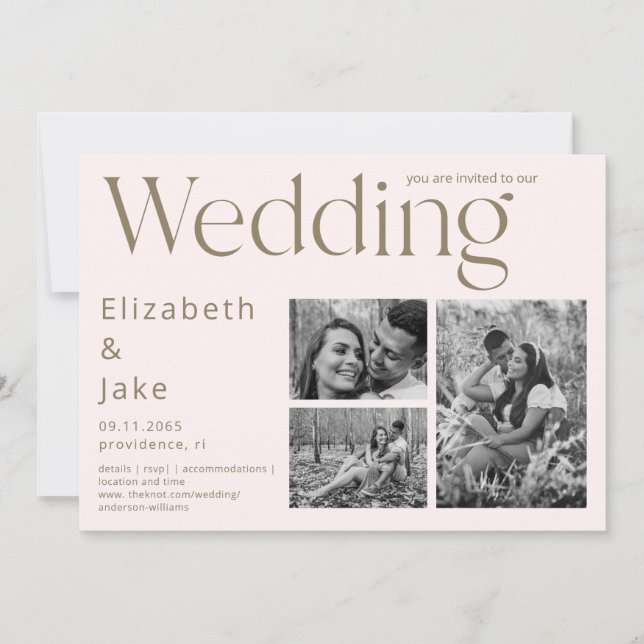 Contemporary Collage B/W Photo  II Bröllop Inbjudningar (Framsida)