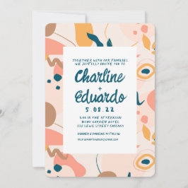 Contemporary Colorful Pastel ModernWedding Inbjudningar