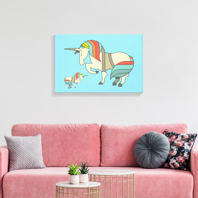Contemporary Colorful Unicorn Canvas Print (Insitu (Vardagsrum))