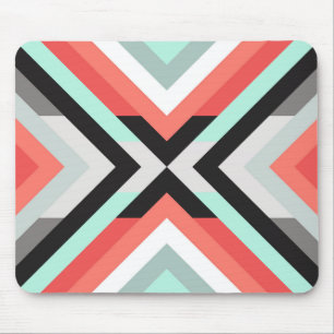 Contemporary Coral Mint Geometric Design Musmatta