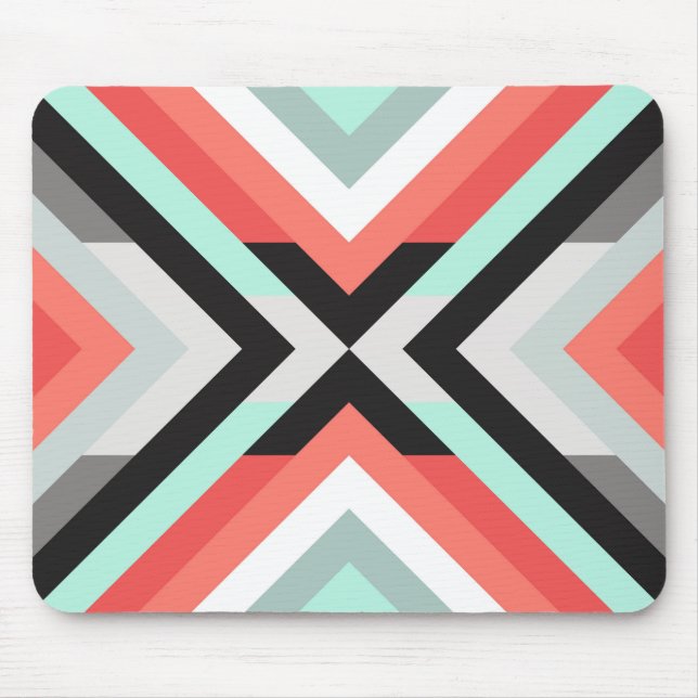 Contemporary Coral Mint Geometric Design Musmatta (Framsidan)