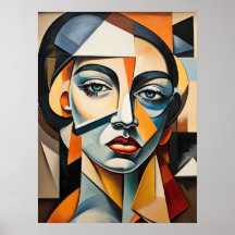 Contemporary Cubism Porträtt Bold Picasso Inspired