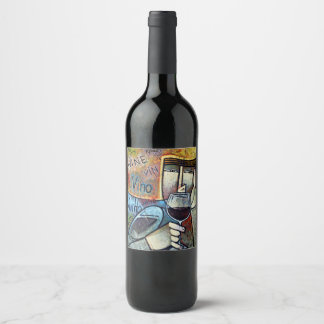 Contemporary Cubist Wine Art Custom Bottle Label Vinflaska Etikett