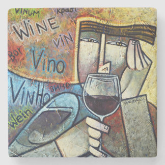 Contemporary Cubist Wine Art Marble Coaster Stenunderlägg
