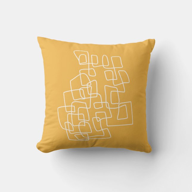 Contemporary Cute Gult Modern Abstrakt Line Art  Kudde (Framsida)