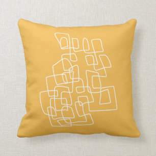 Contemporary Cute Gult Modern Abstrakt Line Art Kudde