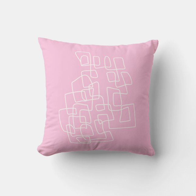 Contemporary Cute Rosa Modern Abstrakt Line Art Kudde (Framsida)