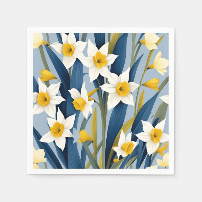 Contemporary Daffodil Flowers Pappersservett (Framsidan)