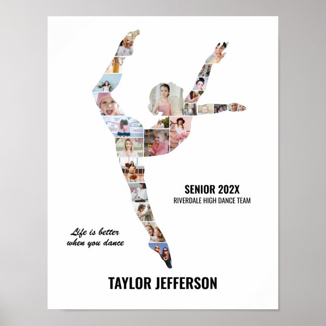Contemporary Dance Photo Collage Senior Gift Poster (Framsidan)