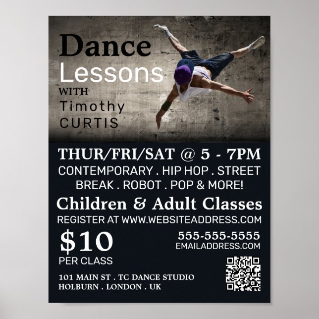 Contemporary Dancer, Dance Lesson Advertising Poster (Framsidan)