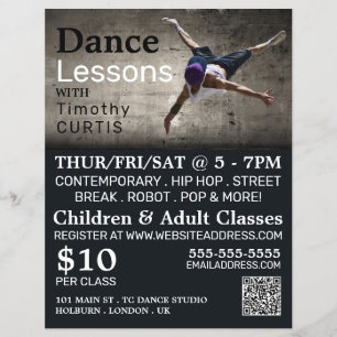 Contemporary Dancer, Dance Lesson Advertising Reklamblad