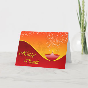 Contemporary Diwali Dipa med Sparkly Stars Kort