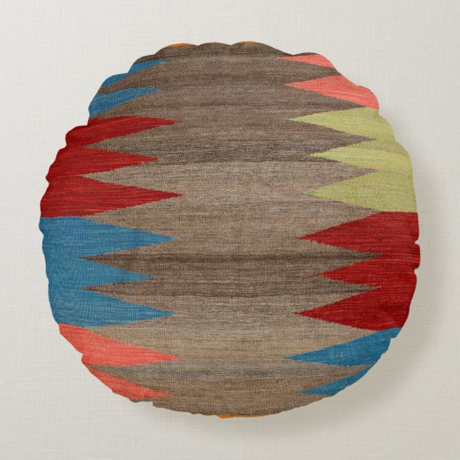 Contemporary Dusty Blue Grått Stripe  Rund Kudde (Framsidan)