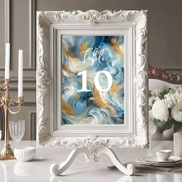 Contemporary Elegance: Blue White Guld Bordsnummer