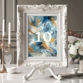 Contemporary Elegance: Blue White Guld Bordsnummer