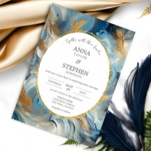 Contemporary Elegance: Blue White Guld Bröllop