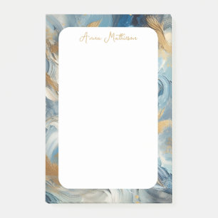 Contemporary Elegance Blue White Guld Post-it Block