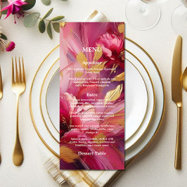 Contemporary Elegance:  Fuchsia Pink Gold Menu Meny