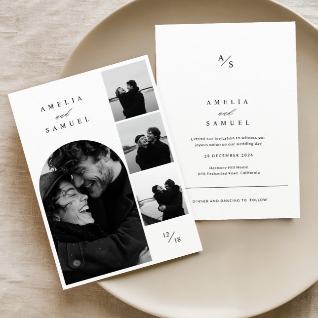Contemporary Elegant Fotokollage Inbjudningar (Skapare uppladdad)