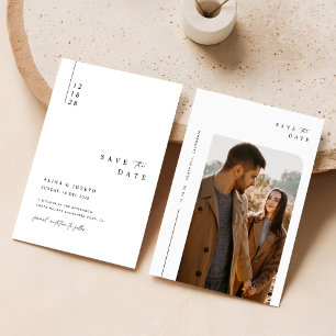 Contemporary Elegant Photo Bröllop spara datum Inbjudningar