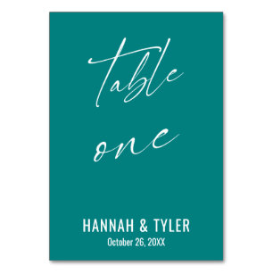 Contemporary Elegant Teal Bord One Bordsnummer