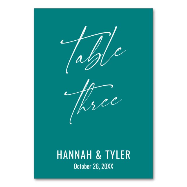 Contemporary Elegant Teal Bord Tre Bordsnummer (Framsidan)