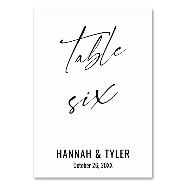Contemporary Elegant Typografi Bord sex Bordsnummer (Framsidan)