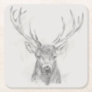 Contemporary Elk Sketch Underlägg Papper Kvadrat