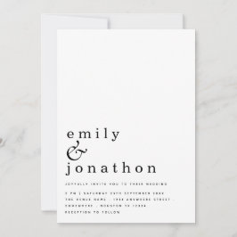 Contemporary Enkel text svart vit Bröllop Inbjudningar