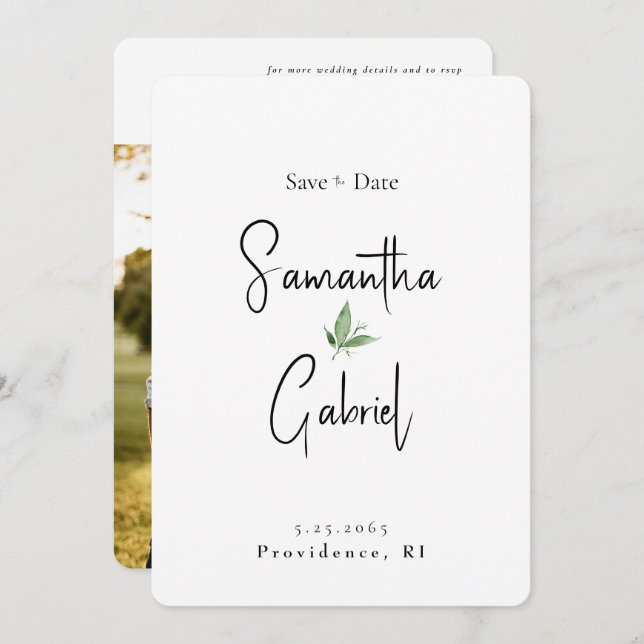 Contemporary - enkelt foto Bröllop spara datum Spara Datumet (Fram/baksida)