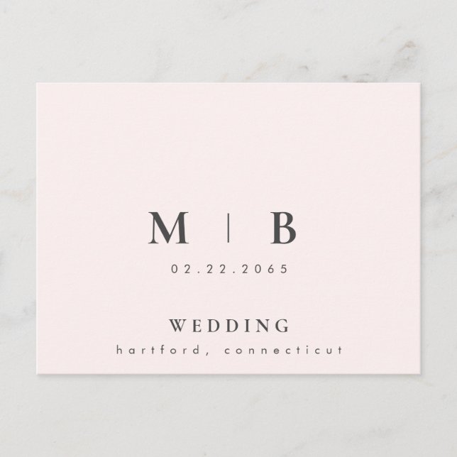 Contemporary Enkelt veck Monogram  Bröllop Inbjudan Vykort (Framsida)