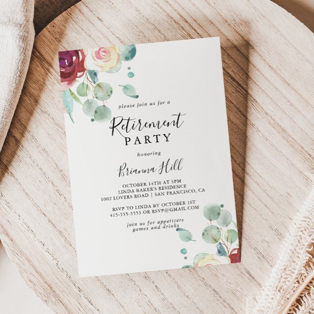Contemporary Eucalyptus Blommigt Pension Party Inbjudningar (Skapare uppladdad)