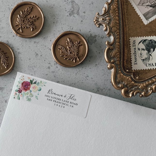 Contemporary Eucalyptus Blommigt Returadress Etikett (Skapare uppladdad)