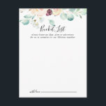 Contemporary Eucalyptus Bröllop Bucket List Card Vykort<br><div class="desc">De här bröllop-bocketkorten för contemporary är perfekten för ett enkelt bröllopsmottagning eller en enkel möhippa. Utformningen har vattenfärgsfärgad lila,  ,  gräns och burgundisk,  beundransvärda peonier med grönt eukalyptus löv,  inspirerande konstnärlig skönhet. Ändra ordalydelsen till kostym vid alla livshändelser. Bucketlistskylten säljs separat.</div>