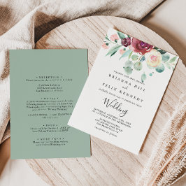 Contemporary Eucalyptus Front & Back Bröllop Inbjudningar