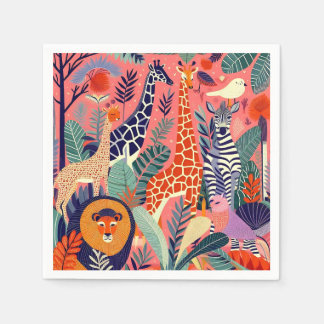 Contemporary exotic animals and birds 1 pink pappersservett