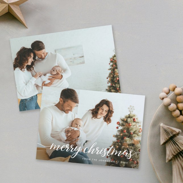 Contemporary Family Photos God jul Julkort (Modern Family photos Holiday Merry Christmas cards.)