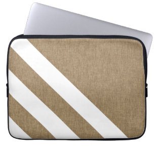 Contemporary Faux Burlap White Rand Laptop Sleeve