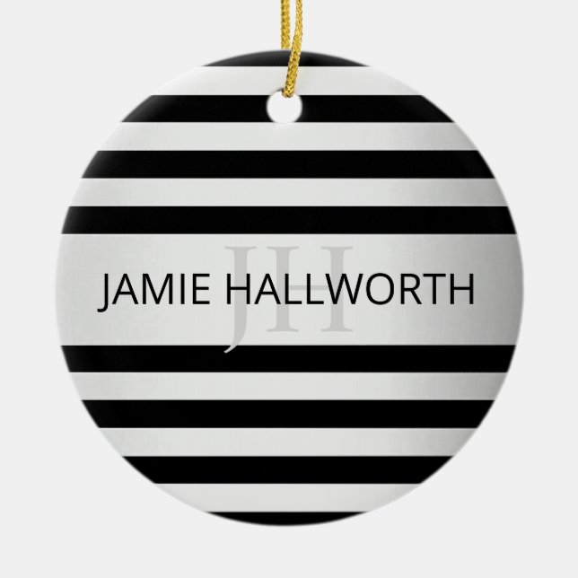 Contemporary Faux Silver Ombre Rand & Black Julgransprydnad Keramik (Framsidan)