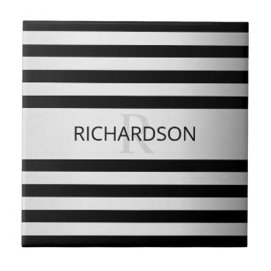 Contemporary Faux Silver Ombre Rand & Black Kakelplatta