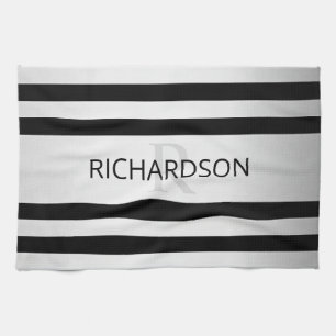 Contemporary Faux Silver Ombre Rand & Black Kökshandduk