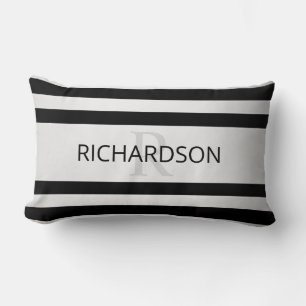 Contemporary Faux Silver Ombre Rand & Black Lumbarkudde