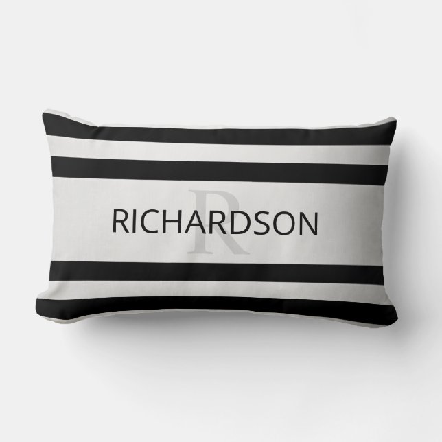Contemporary Faux Silver Ombre Rand & Black Lumbarkudde (Framsida)