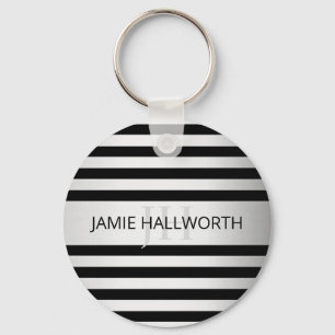 Contemporary Faux Silver Ombre Rand & Black Nyckelring