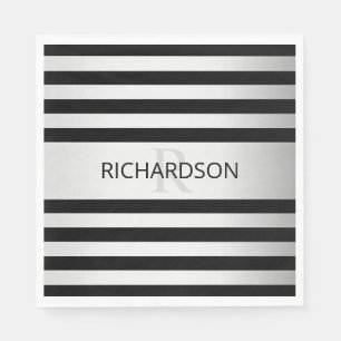 Contemporary Faux Silver Ombre Rand & Black Pappersservett