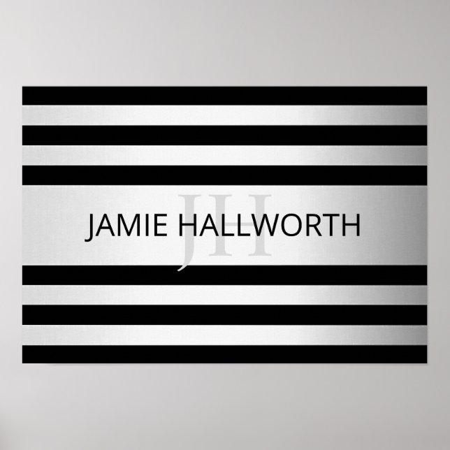 Contemporary Faux Silver Ombre Rand & Black Poster (Framsidan)