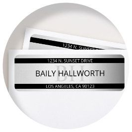 Contemporary Faux Silver Ombre Rand & Black Returadress Etikett