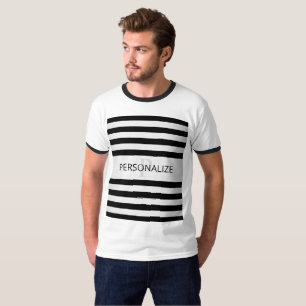 Contemporary Faux Silver Ombre Rand & Black T Shirt