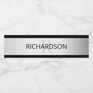 Contemporary Faux Silver Ombre Rand & Black Vattenflaskor Etikett