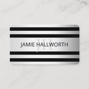 Contemporary Faux Silver Ombre Rand & Black Visitkort
